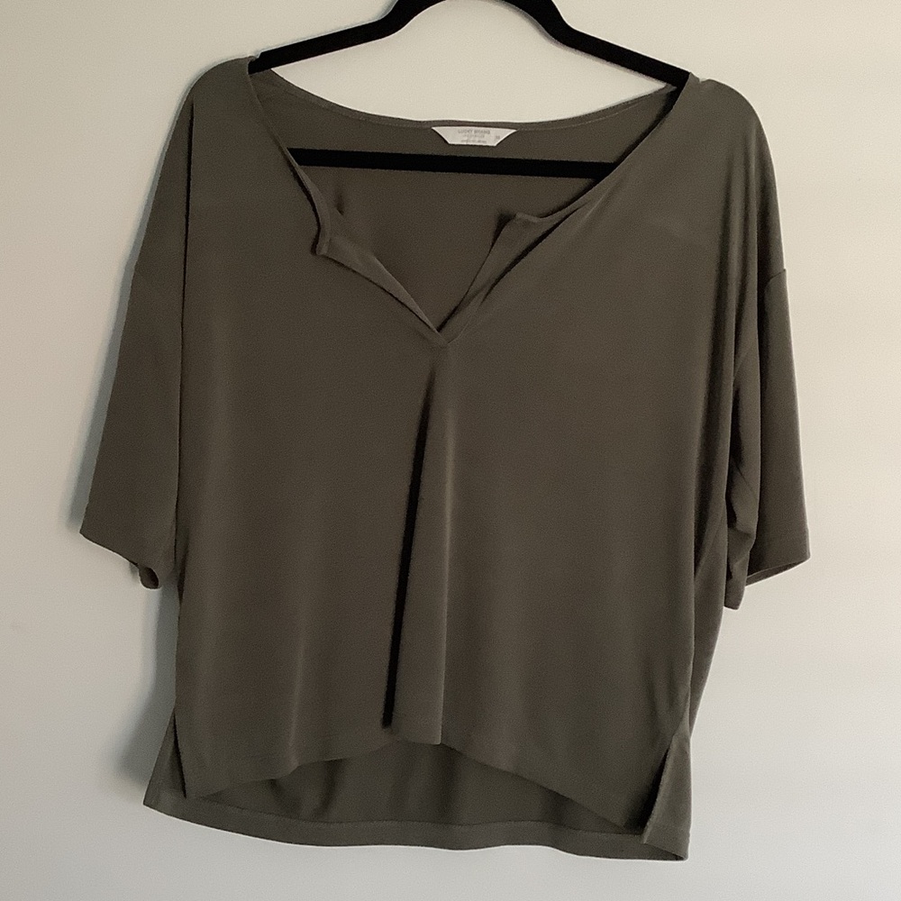 Lucky Brand Khaki Women's Short Sleeve Top